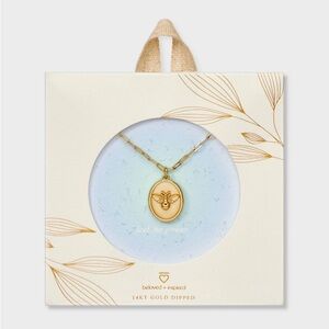 Beloved + Inspired 14K Gold Dipped Poppy Bee Dahlia Tag Pendant Necklace - Gold